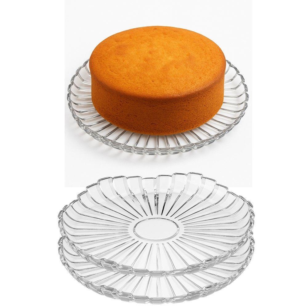 Kit 2 Prato Para Bolo Pequeno Milan Vidro Transparente Para Bolos Menores E Doces Em Casa Tem