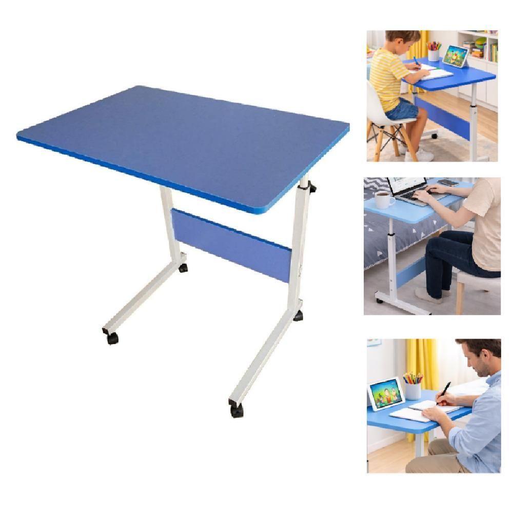 Mesa Para Notebook Ajustável Com Rodinhas Alumínio 40cm Azul Para Home Office Yeet