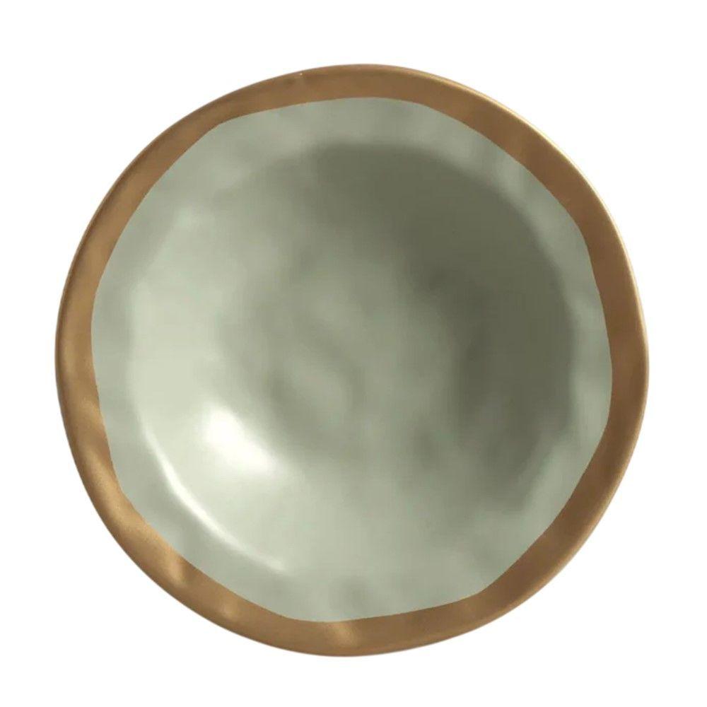 Prato Fundo Verde Filete Amassada 21cm Liso Em Cerâmica Cerâmica Scalla