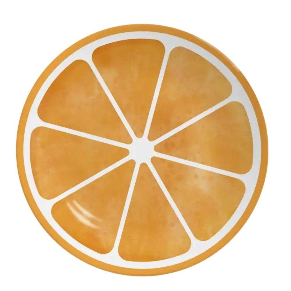 Prato De Sobremesa Coup Laranja Frutas Tropicais Em Cerâmica 21cm Alleanza