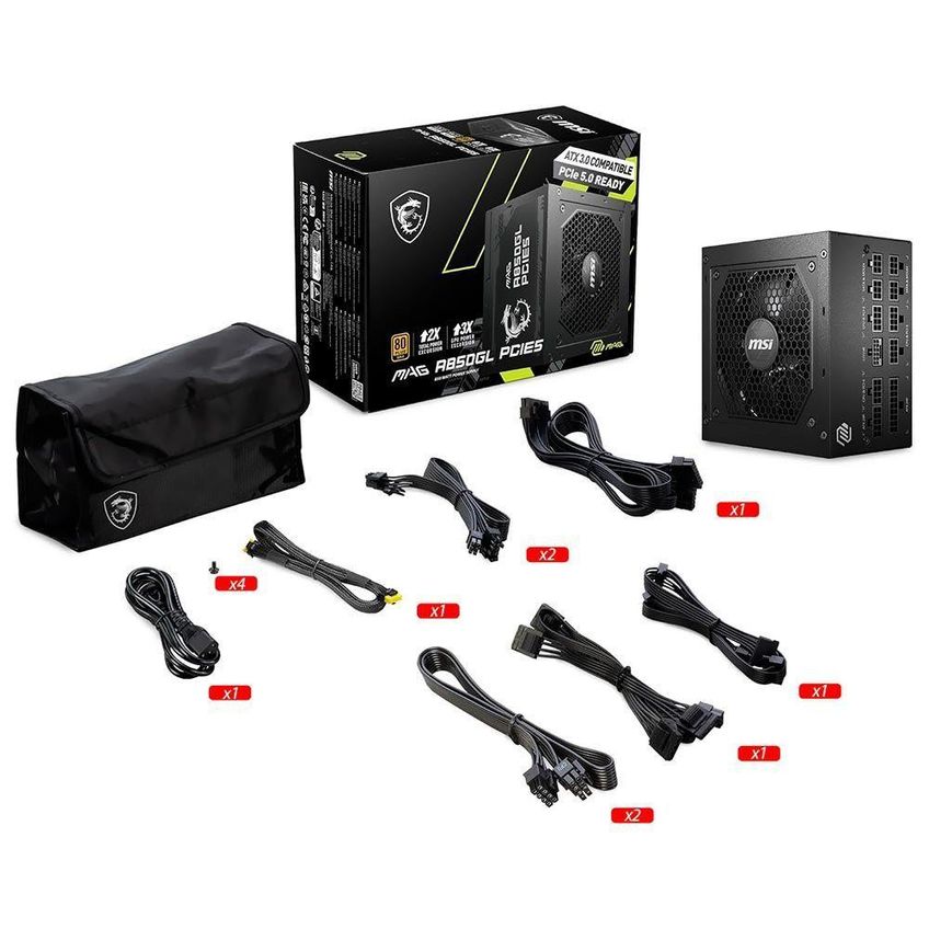 Fonte De Alimentação 850W 80 Plus Gold Mag A850GL PCIe5 Modular Msi - imagem 2
