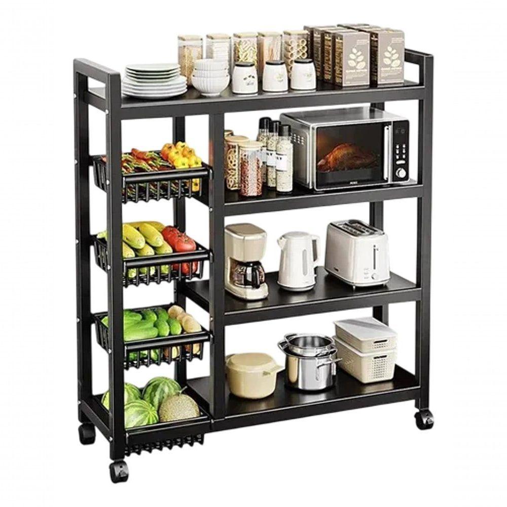 Suporte De Micro-ondas Com Fruteira De Chão Aço 80cm Preto Fusco Top Rio Comercial