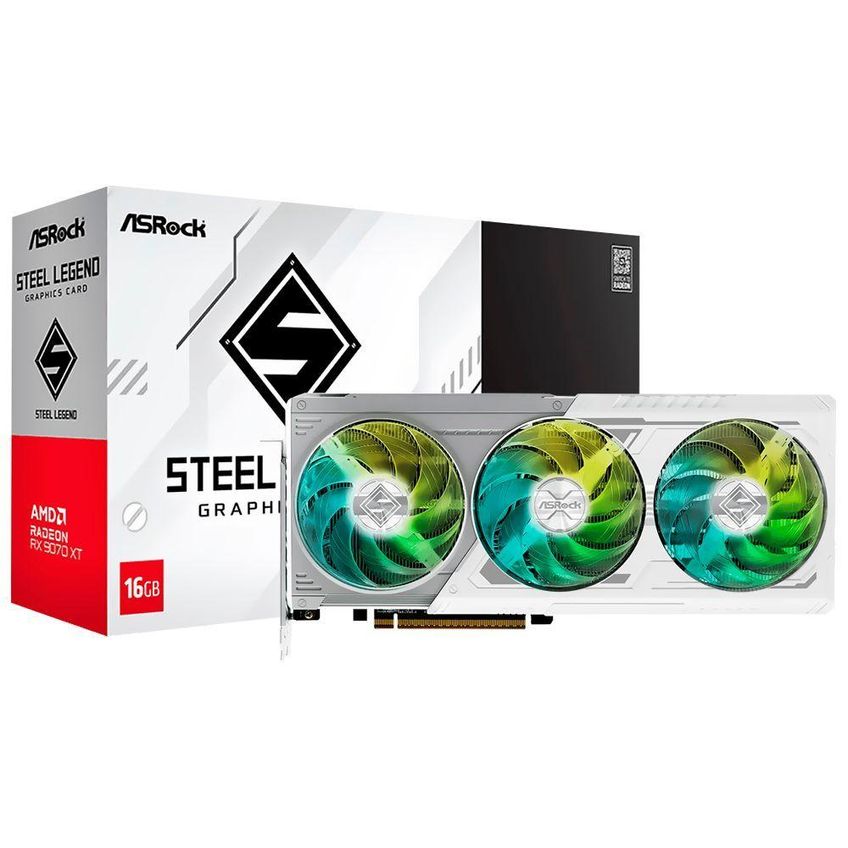 Placa De Vídeo Steel Legend Radeon Rx 9070 Xt 16gb Gddr6 Branco Asrock - imagem 3