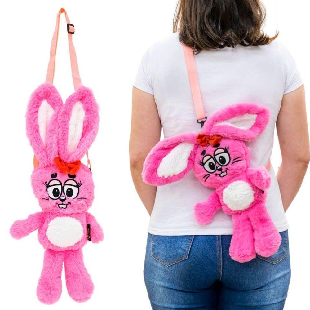 Bolsa De Pelúcia Infantil Tasco Coelho Dalila Poliéster 34x16cm Rosa