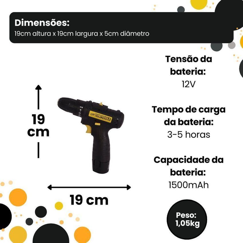 Parafusadeira E Furadeira A Bateria Startools Uso Doméstico Modelo 12v Com Luz Led 12v - imagem 4