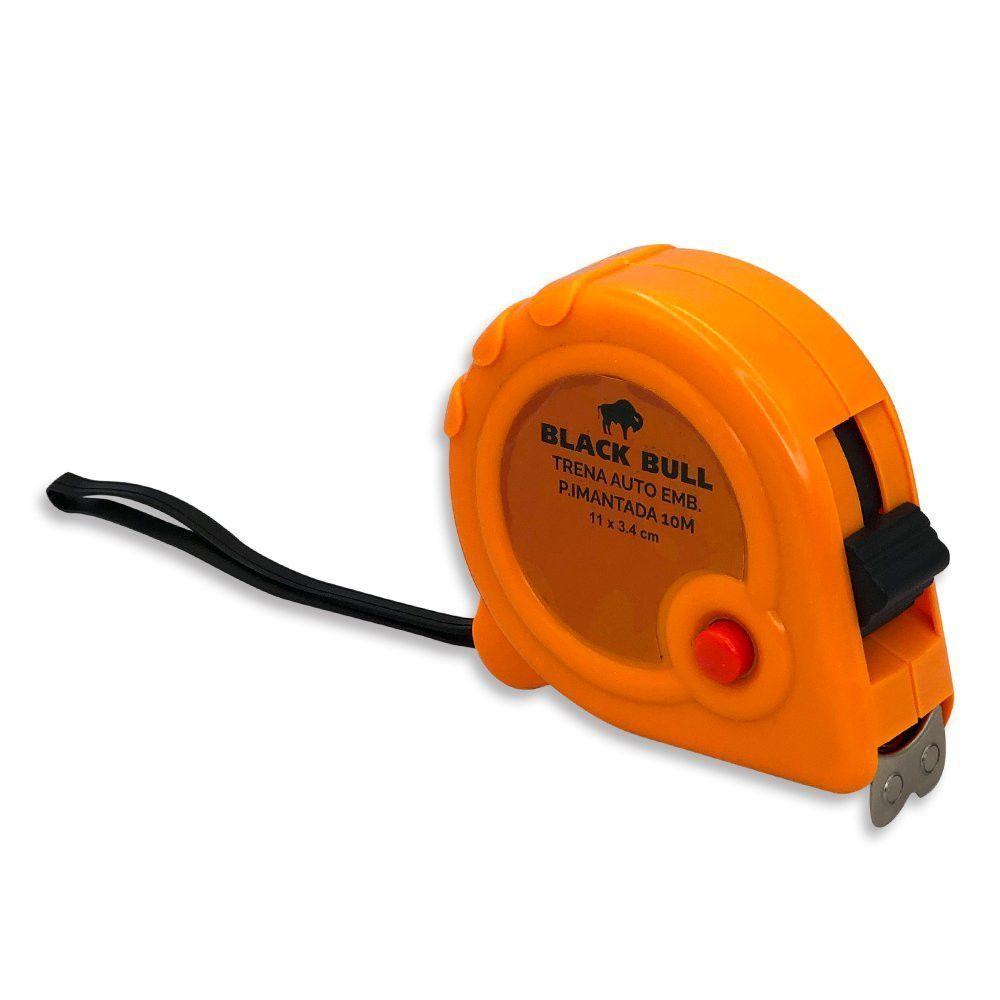 Trena Auto Emborrachada 10 Metros Com Ponta Imantada Plástico E Inox Black Bull