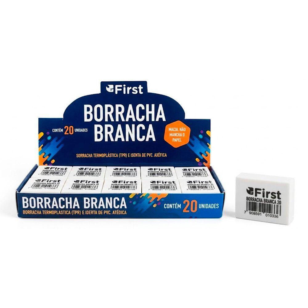 Borracha Escolar Grande Macia Para Lápis Caixa Com 20 Unidades Branca
