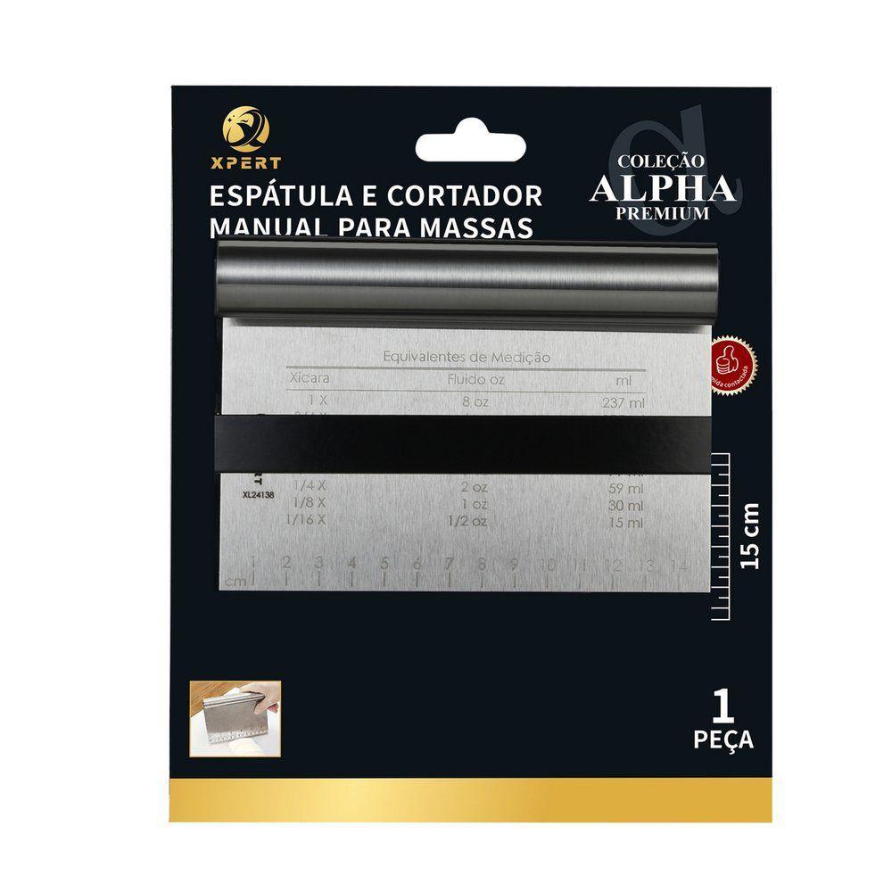 Espátula E Cortador Manual De Massa Inox 15cm Aço Inox Com Medidas Gravadas Para Pães Pizzas E Bolos