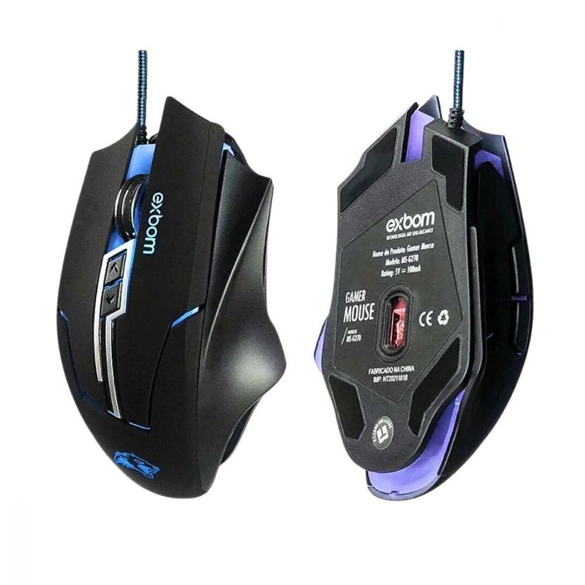Mouse Gamer Com Fio Exbom Ms-g270 Led Rgb 7 Botões Base De Metal 3200dpi - imagem 2