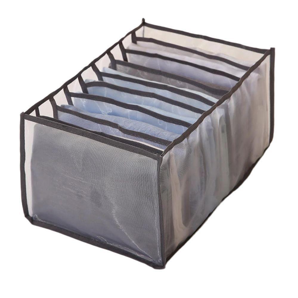 Organizador De Gaveta 7 Divisorias Malha De Nylon Dobrável Para Guarda Roupa Closet Cinza Yeet