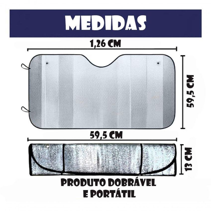 Protetor Solar De Para-brisa Automotivo Dobrável Universal Prata Para Carro Zein Importados - imagem 2