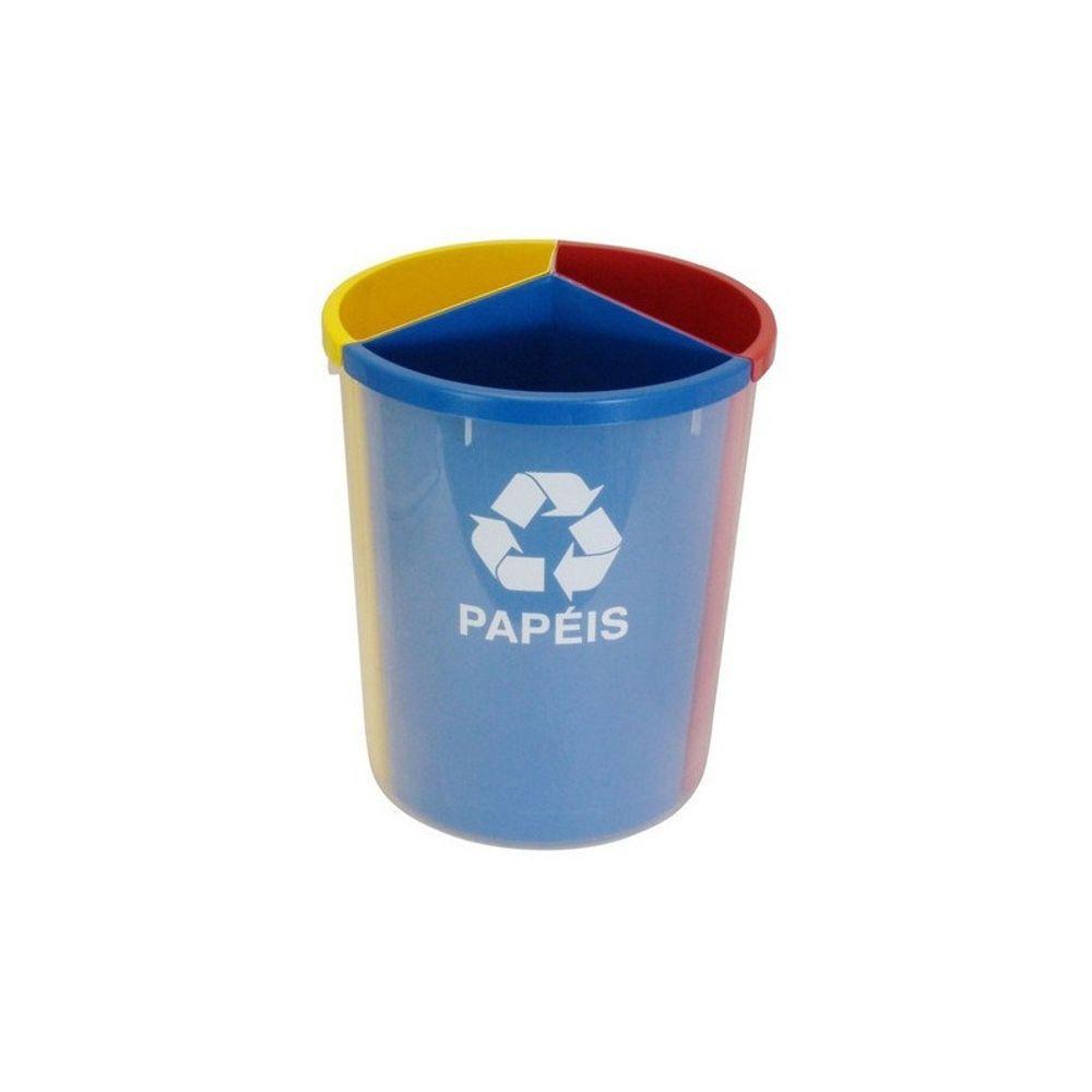 Lixeira Coleta Seletiva 3 Divisórias Mix3 26l Polipropileno Abertura Manual Higipack