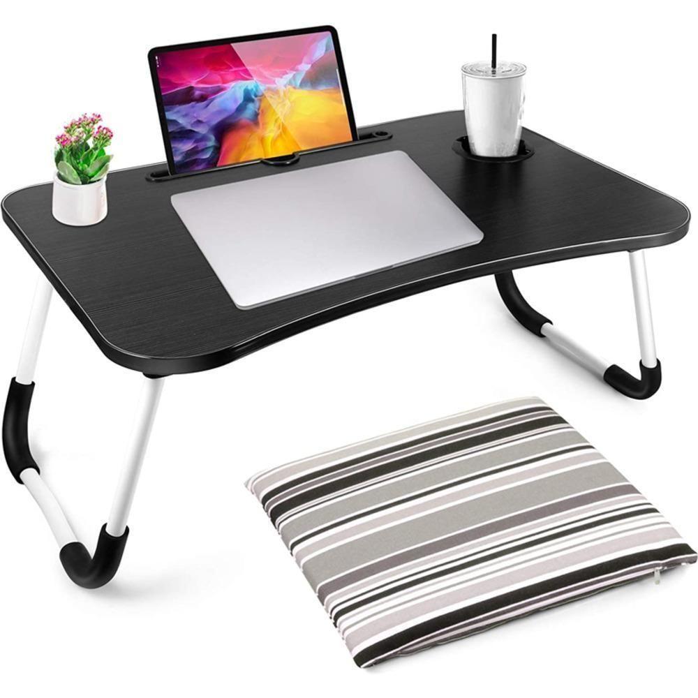 Mesa Notebook Dobrável Portátil Para Home Office Em Mdf 40cm Preto Yeet