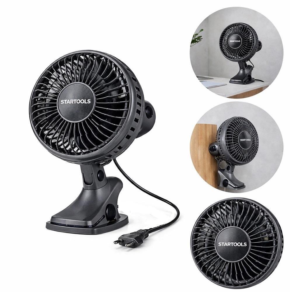 Ventilador De Mesa Portátil Cinza Com Fixador Predendor 3 Pás 2 Velocidades 110v