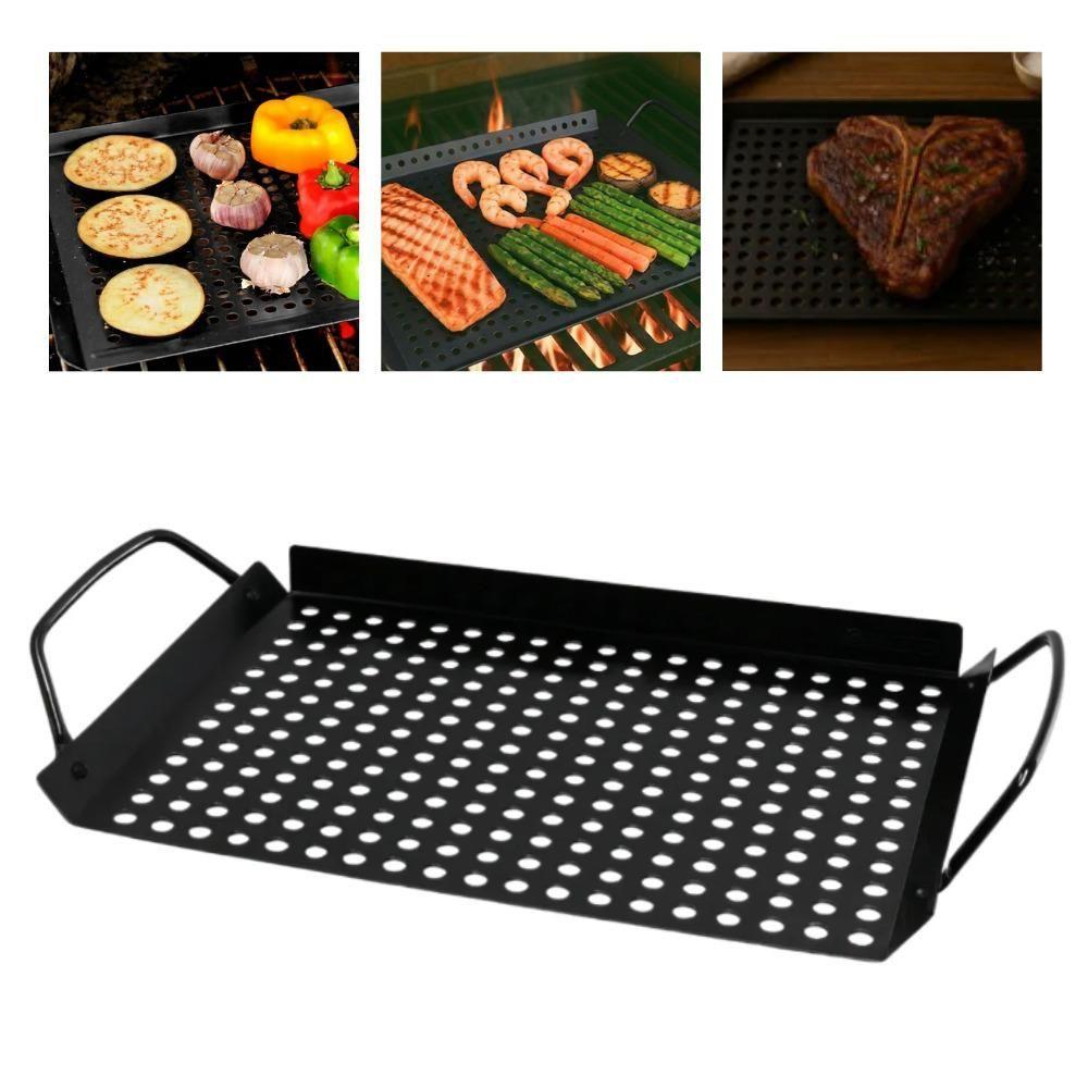 Bandeja Grill Para Churrasqueira Bandeja Preta Em Inox Para Grelhar Alimentos Aço Inox Preto