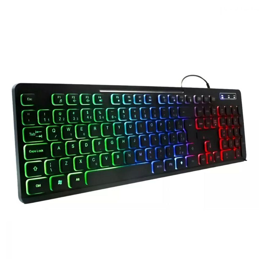 Teclado Gamer Multimídia Exbom Bk-155c Para Pc Semimecânico Com Led Rgb Abnt2 - imagem 3