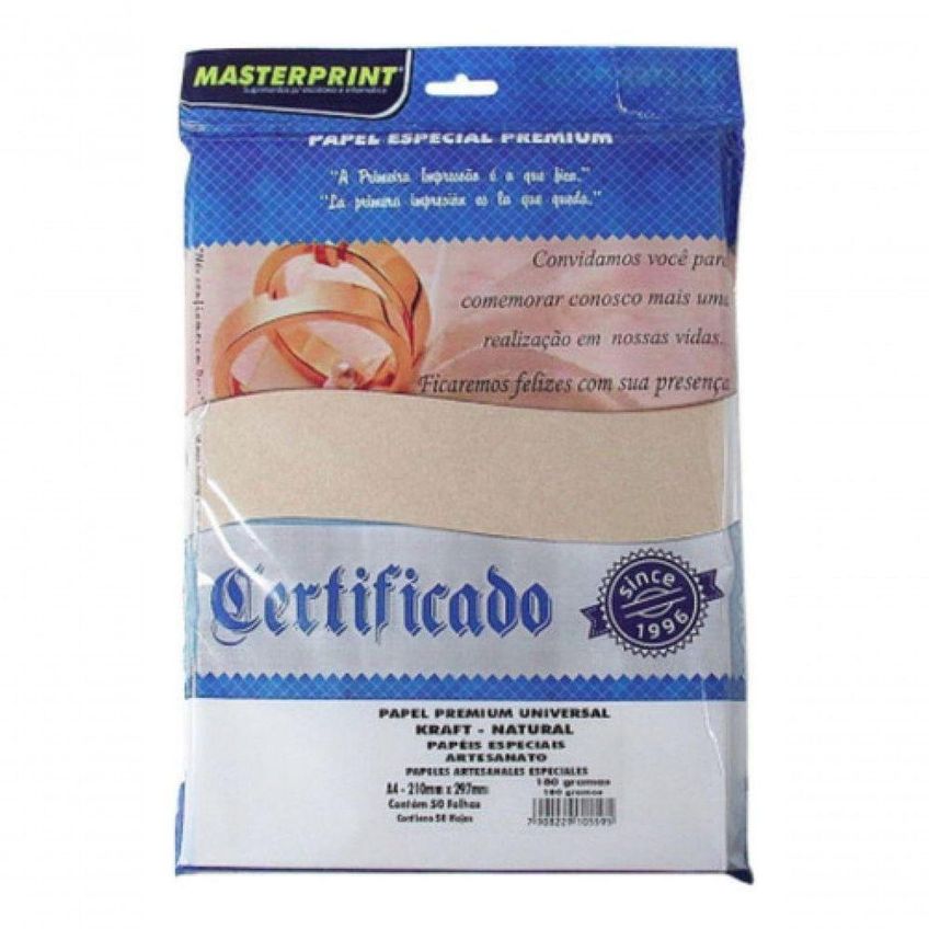 Papel Kraft A4 180g Masterprint Natural 1 Pacote Com 50 Folhas Pardo Marrom - imagem 3