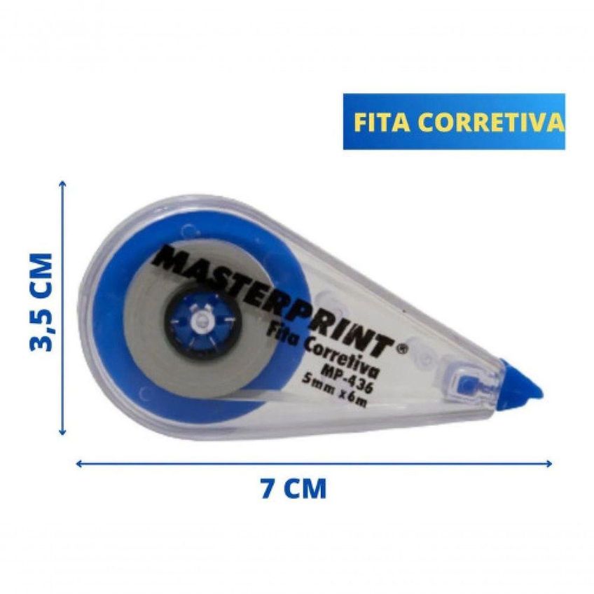 Fita Corretiva Masterprint Mp436 5mm X 6m Unidade Para Uso Escolar Branco - imagem 2