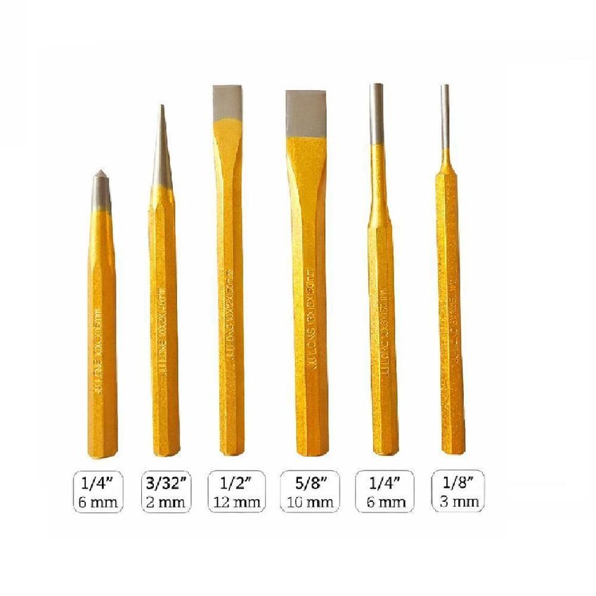 Kit Talhadeiras E Punções 6 Peças Em Aço Para Marcação E Corte Profissional Yeet - imagem 3