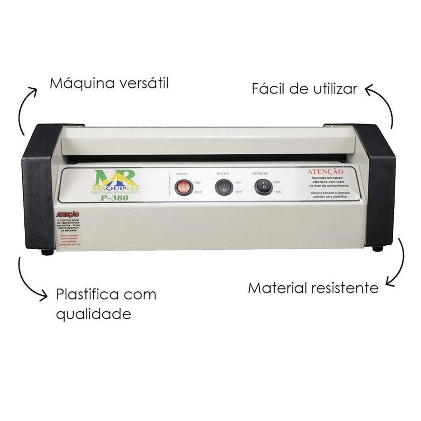 Plastificadora E Poliseladora Profissional P380 Até A3 220v Com Termostato Autoajustável Mr Máquinas - imagem 4
