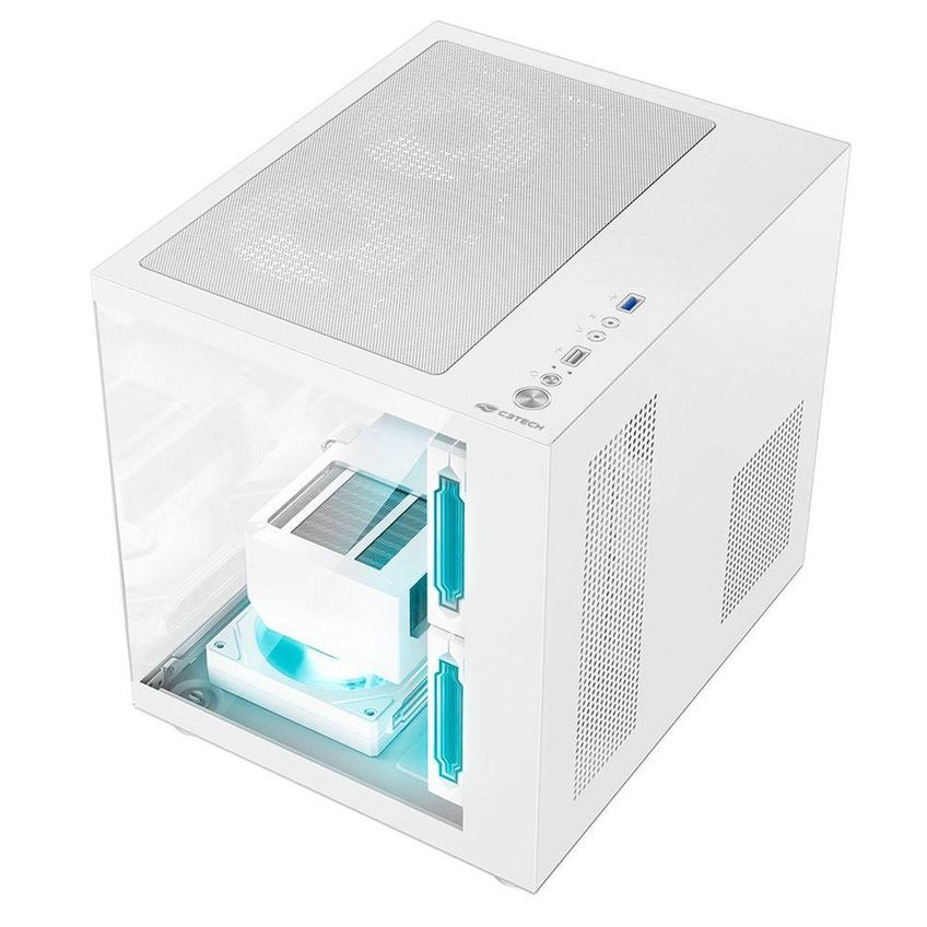 Gabinete Gamer Aquarius Mt-g720wh Compacto Micro Atx Mini Itx Vidro Temperado Branco C3tech - imagem 2