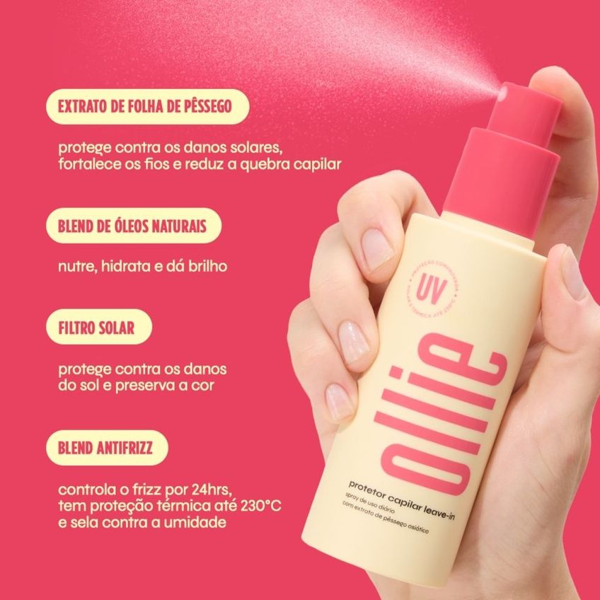 Protetor Capilar Ollie Leave-in Com Extrato De Pêssego Asiático 100ml Ollie - imagem 3