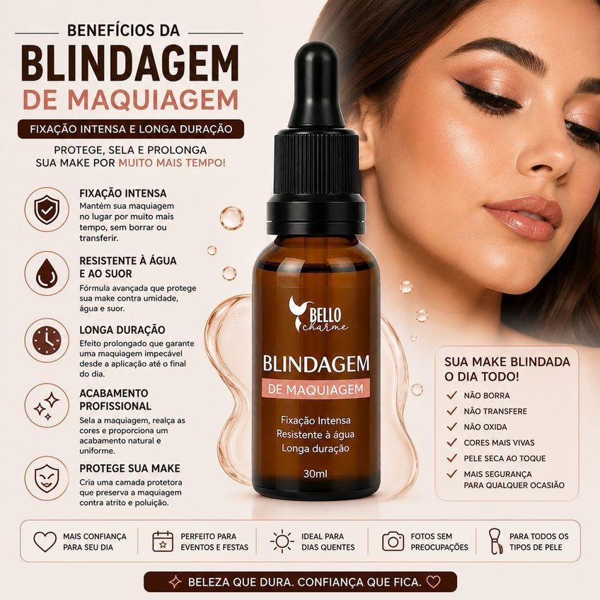 Blindagem De Maquiagem Fixador Profissional Com Resistência À Água E Suor Para Todos Os Tipos 30ml - imagem 3