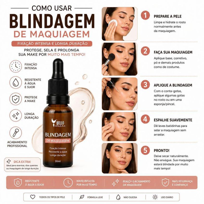 Blindagem De Maquiagem Fixador Profissional Com Resistência À Água E Suor Para Todos Os Tipos 30ml - imagem 4