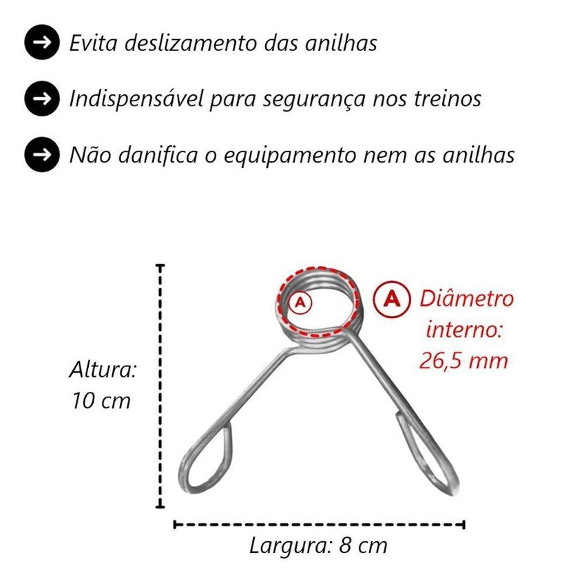 Presilha Grampo Para Prender Anilha Em Barra De Musculação Aço Carbono Niquelado Anilhas Fitness - imagem 2