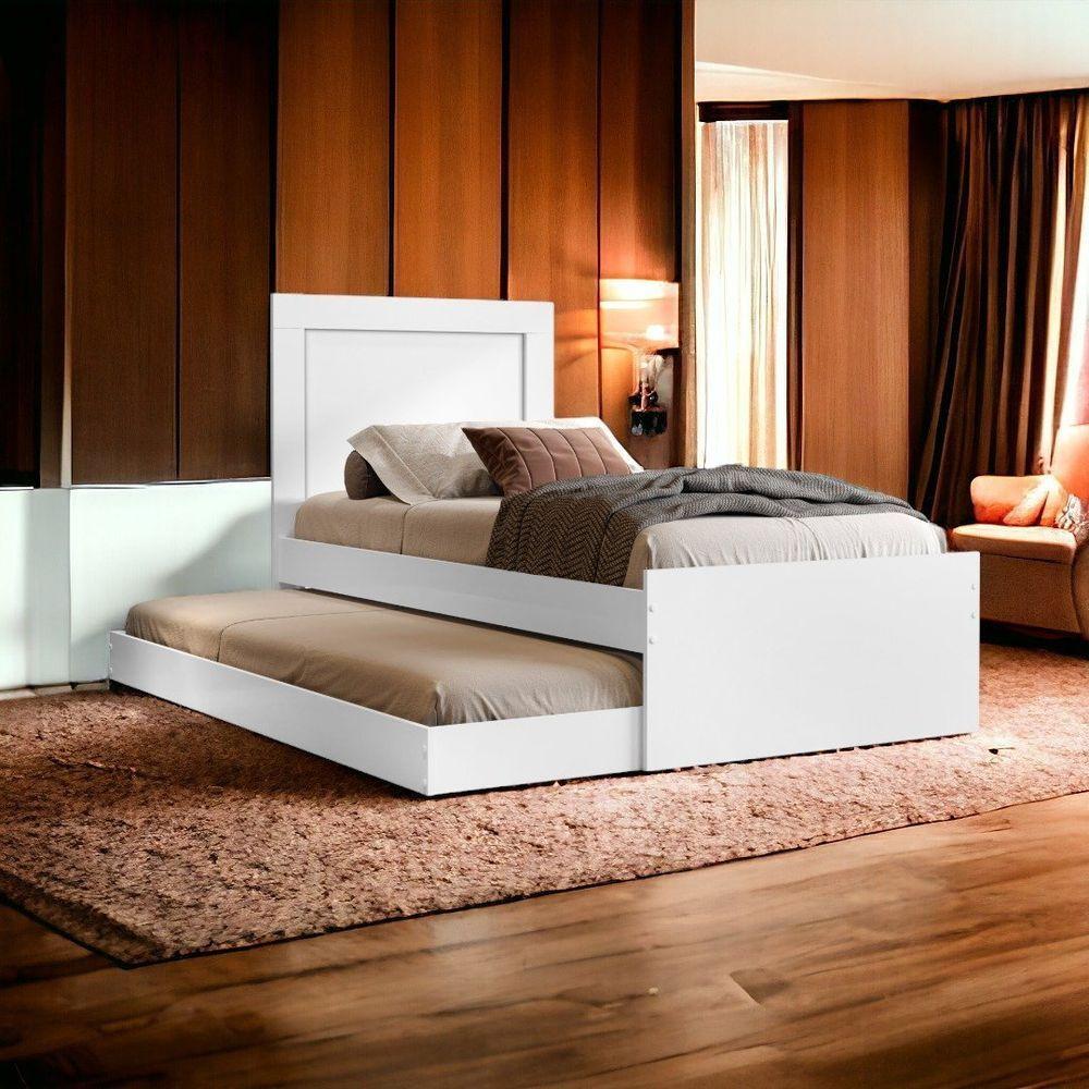 Cama Bibox Solteiro Luara Com 02 Colchões Em Mdf Branco Cambel Móveis