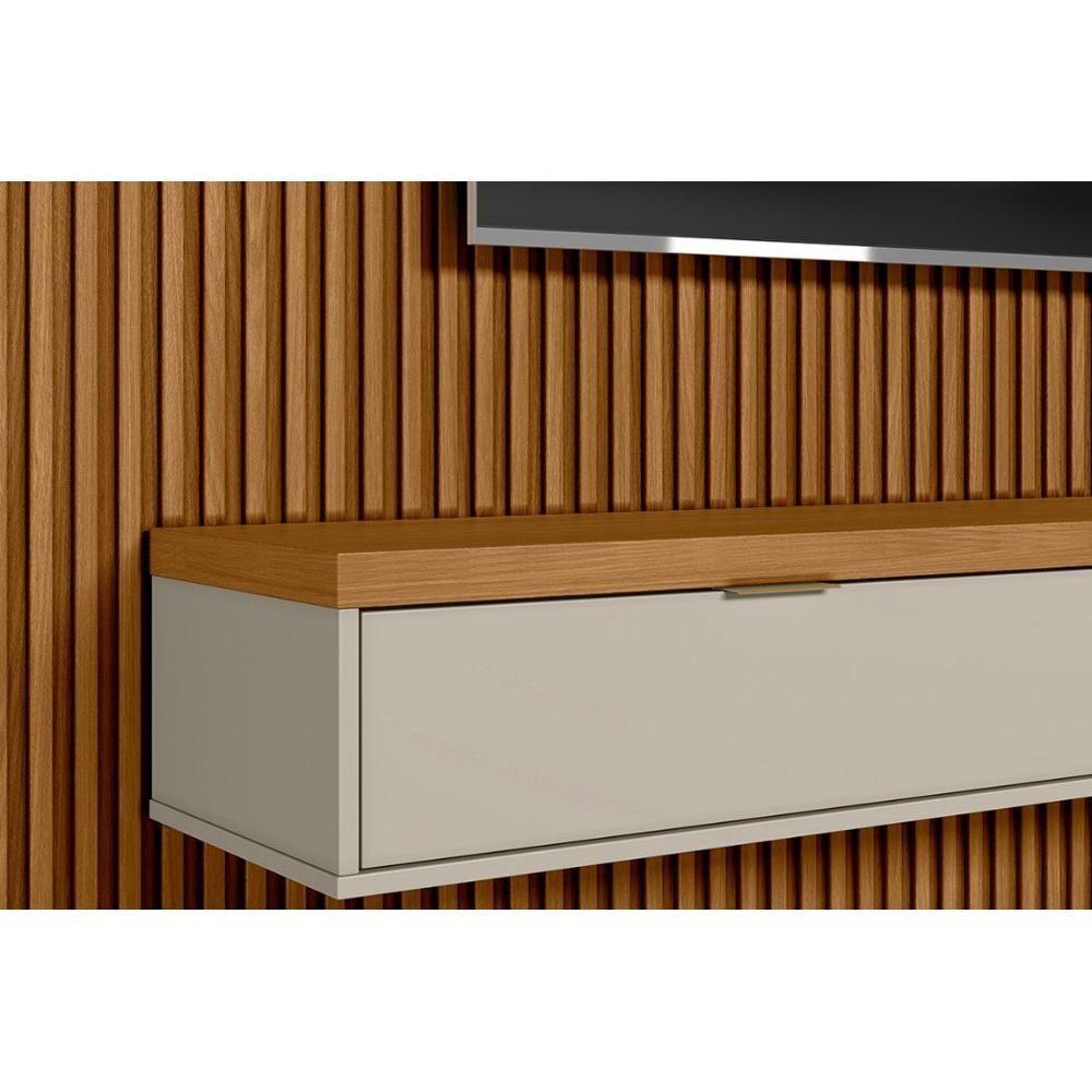 Encontraproduto.com.br - Rack Painel Modular 2.6 Ripado Para Tv Até 90 Polegadas 258cm Nature Off White Linea Brasil