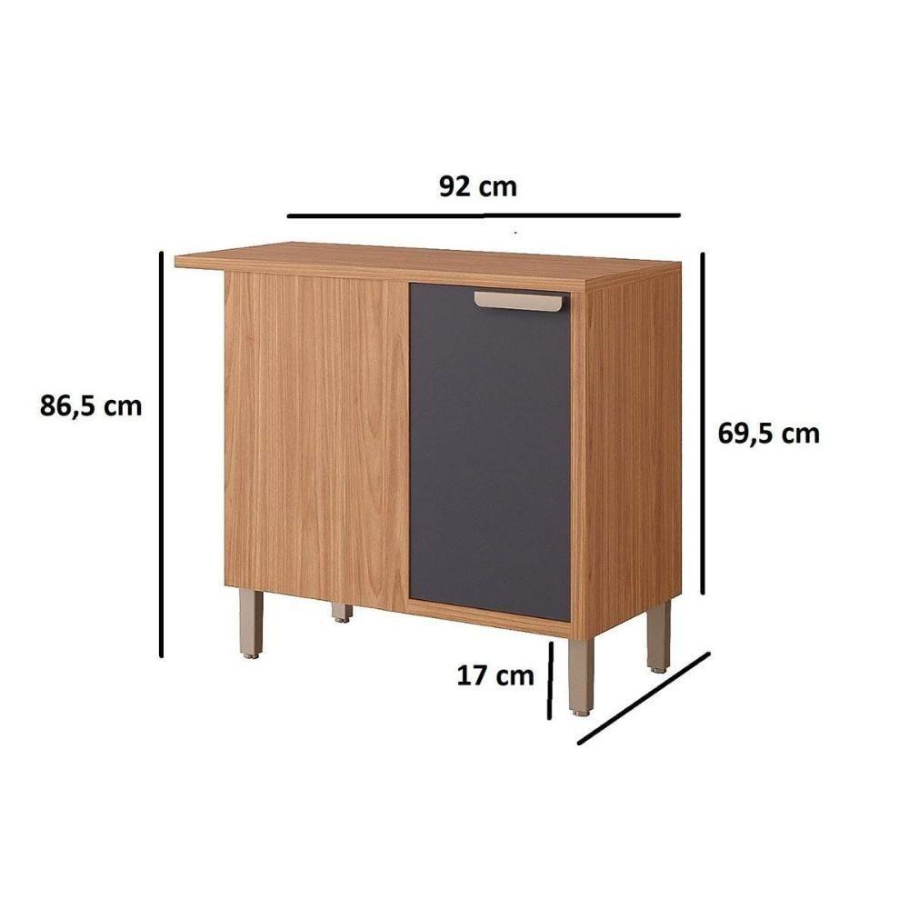 Encontraproduto.com.br - Balcão De Canto Cozinha Estela 1 Porta 1 Prateleira 100% Mdf 92cm Cinamomo Titanium Mgm