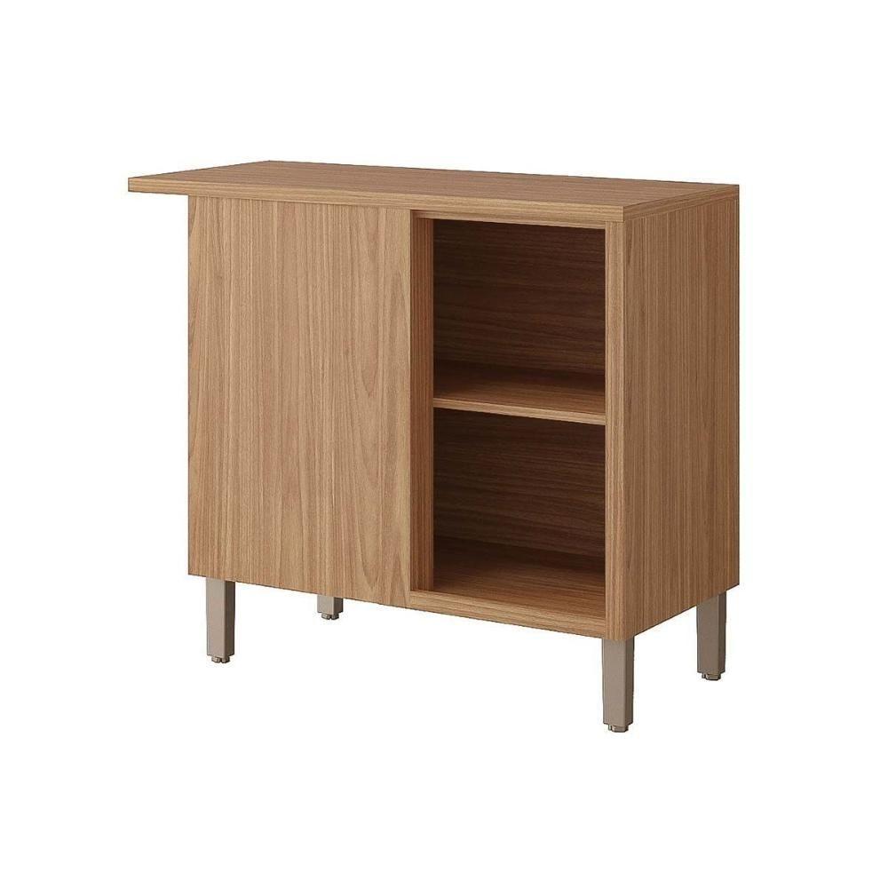 Encontraproduto.com.br - Balcão De Canto Cozinha Estela 1 Porta 1 Prateleira 100% Mdf 92cm Cinamomo Titanium Mgm