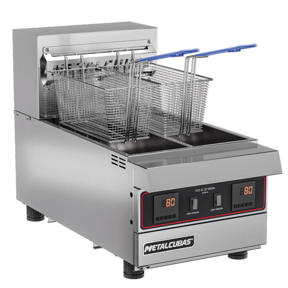 Fritadeira Elétrica Zona Fria De Mesa Metalcubas Premium 18 Litros 10000w Cuba Bipartida 220v Foe 2 C M Dp