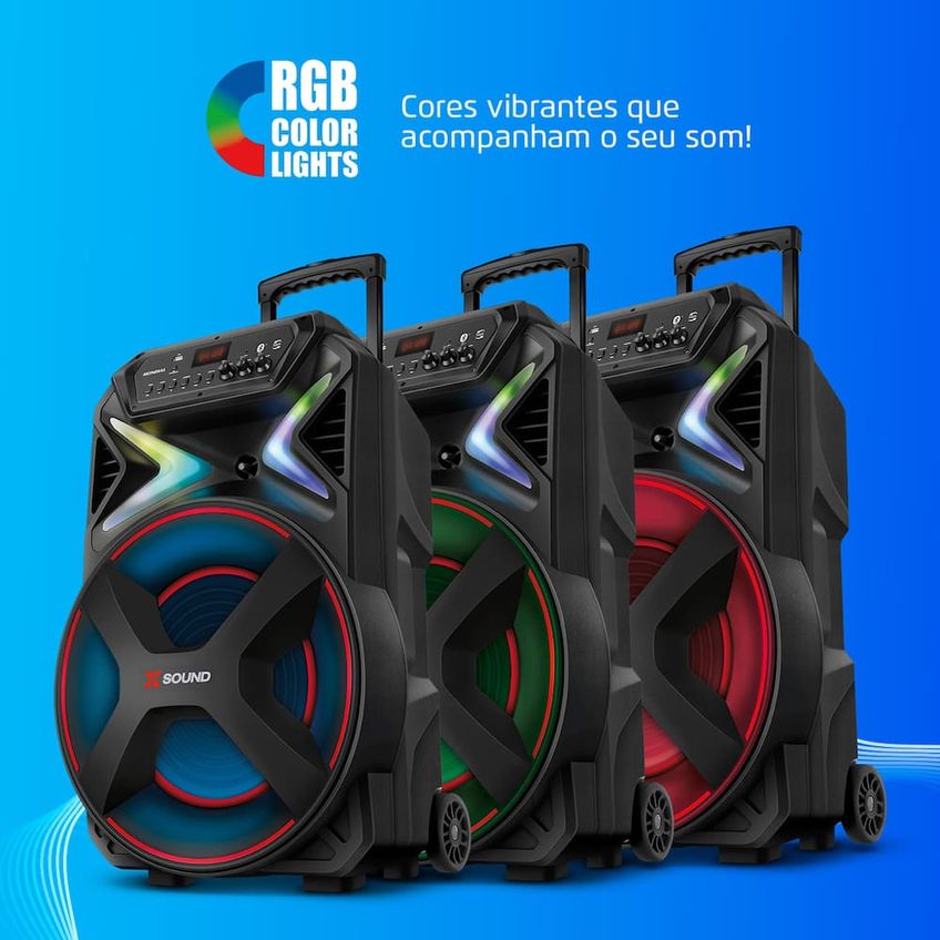 Caixa De Som Amplificada Mondial Xsound Bluetooth Rgb Bateria 6h Bivolt - imagem 3