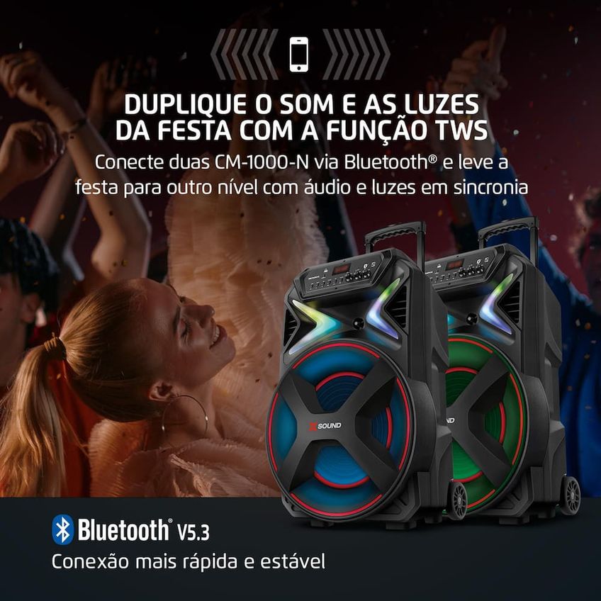 Caixa De Som Amplificada Mondial Xsound Bluetooth Rgb Bateria 6h Bivolt - imagem 4