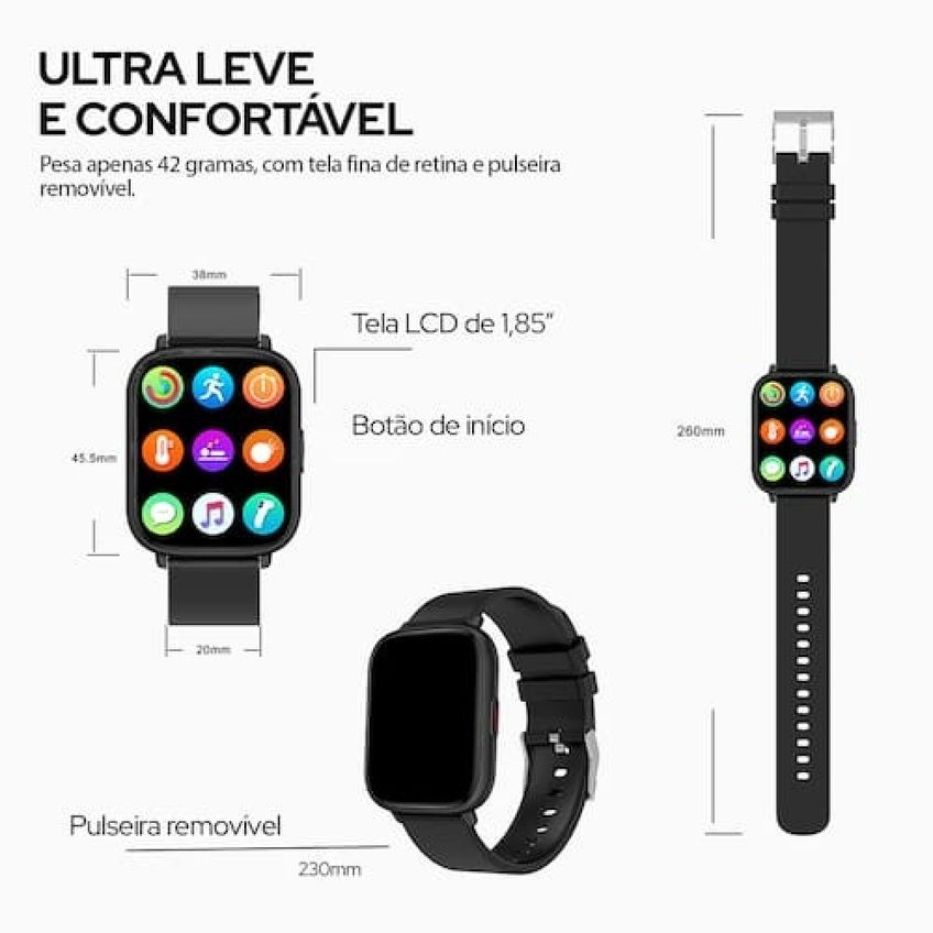 Smartwatch Geonav Wb Tela 1,85 45mm 24 Modos Esportivos Fitness Tracker - imagem 5