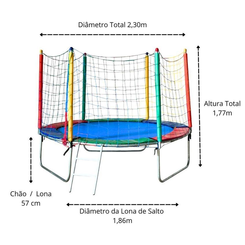 Kit Playground Cama Elastica 2,30m Piscina 1m Escorrega Medio Gangorras Rotoplay Brinquedos - imagem 2