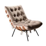 Poltrona Costela Decorativa Em Veludo Capuccino 250 Bella Decor