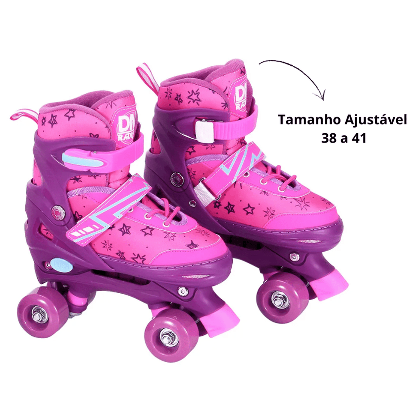 Patins Roller Ajustável 38 A 41 - Rosa - Dm Toys Dm Toys - imagem 3