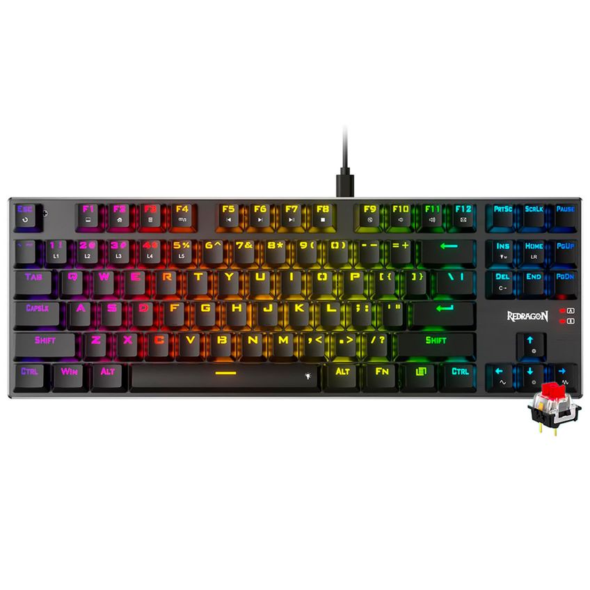 Teclado Gamer Mecânico Redragon K660-rgb Dharma Tkl Usb / Rgb / Red / Inglês - Preto - imagem 3