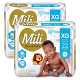 Fralda Descartável Mili Love & care Tam: Xg 2 Pacotes com 22