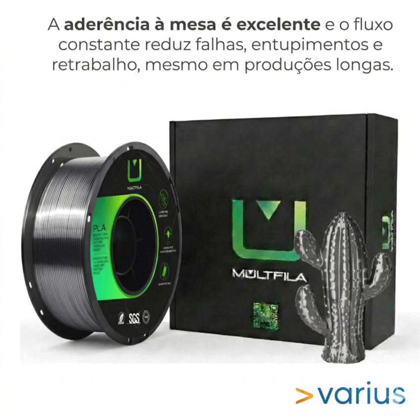 Filamento Pla Silk Preto 1kg 1.75mm Multfila Impressora 3d - imagem 5