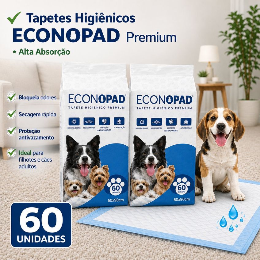 Tapete Higiênico Para Cachorro 90x60 Cm, Alta Absorção | 60 Unidades - imagem 4