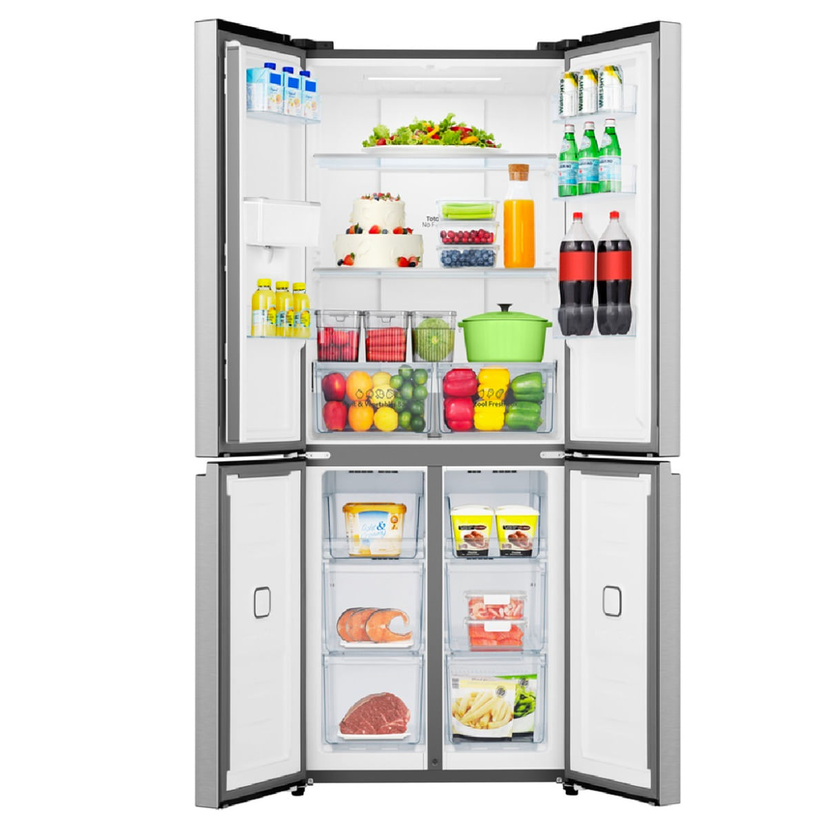 Encontraproduto.com.br - Geladeira Hisense Multidoor 460l Frost Free Inverter Inox