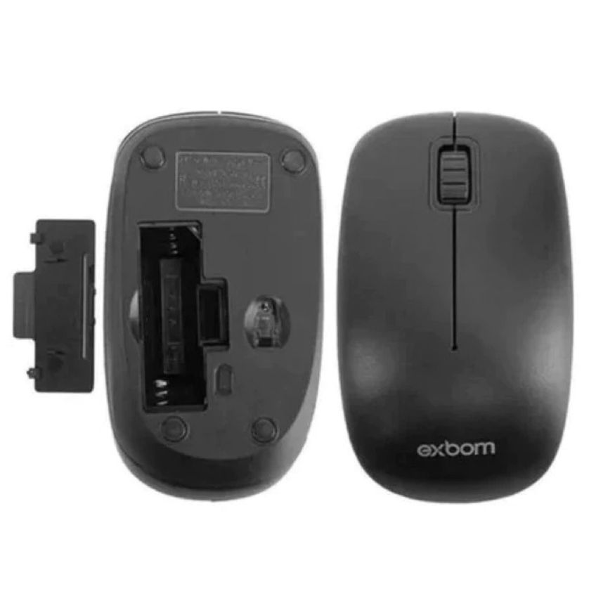 Mouse Sem Fio Qualidade 2.4 Ghz Usb Preto Ergonômico Exbom Panami - imagem 3