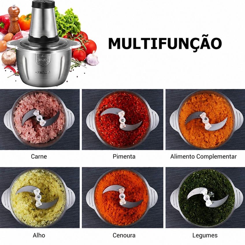 Multiprocessador de Carne e Legumes com 4 Lâminas Inox 3L - imagem 3