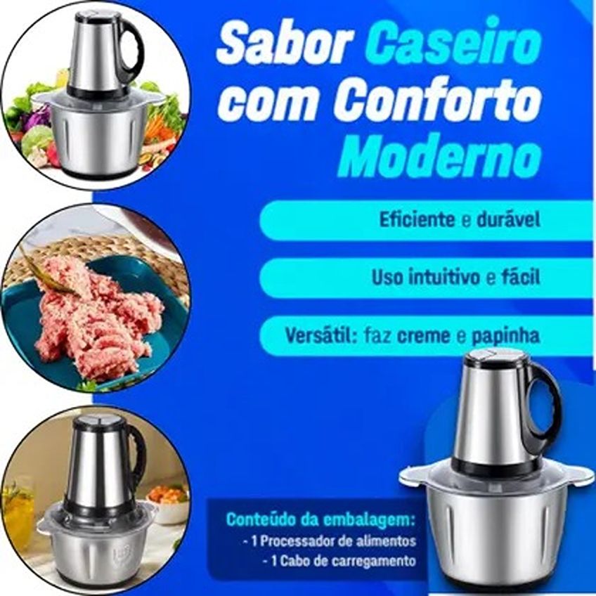 Multiprocessador de Carne e Legumes com 4 Lâminas Inox 3L - imagem 5