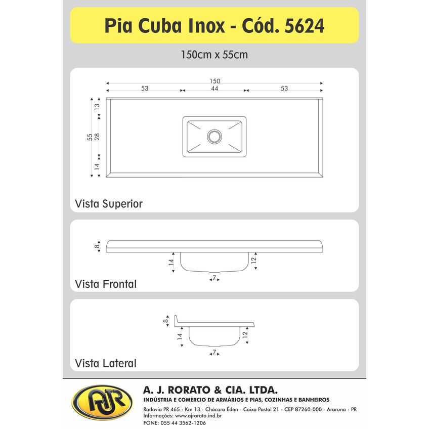 Pia De Cozinha Em Mármore Sintético Com Cuba Em Aço Inox 150cmx55cm - imagem 4
