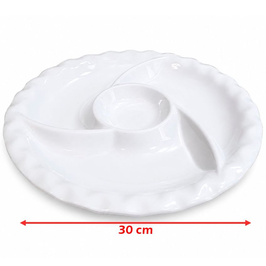 Petisqueira Bandeja Branca Redonda Melamina 4 Divisória 30cm - imagem 5